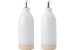 Set de 2 bouteilles à huile et vinaigre KitchenCraft Idilica en grès crème 450ml
