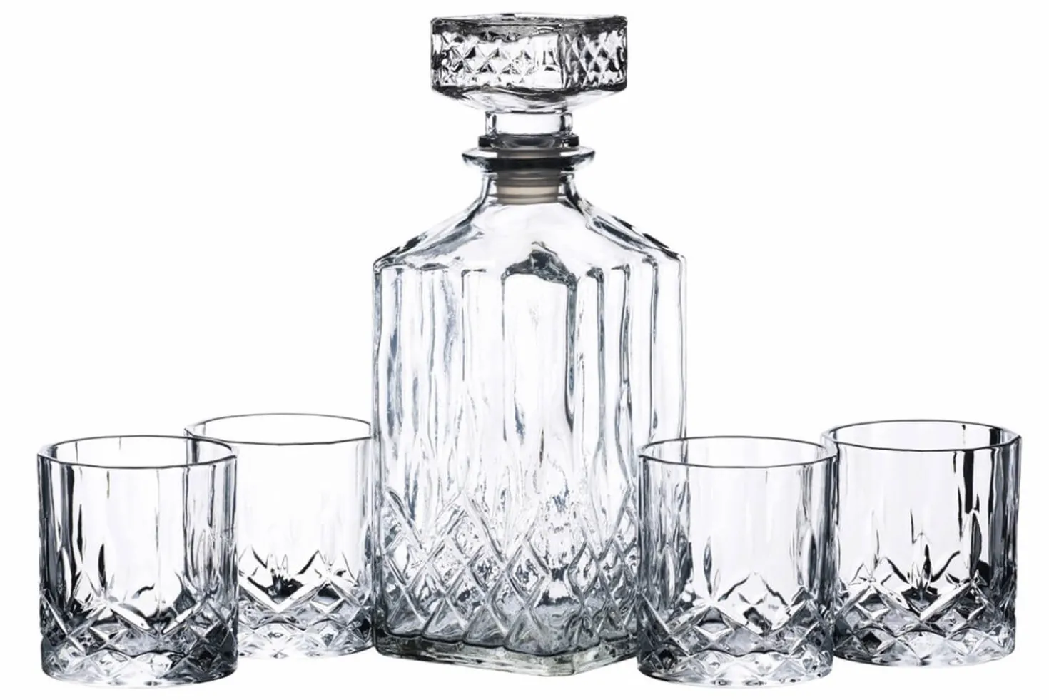 Set de bouteille à whisky Barcraft avec 4 verres taillés