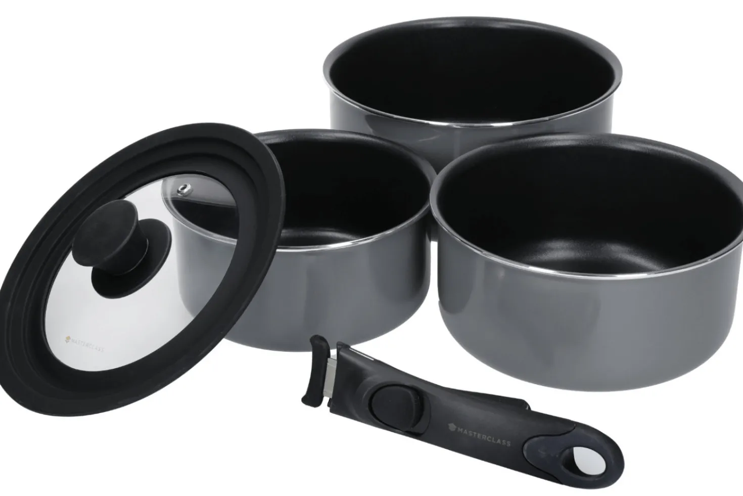 Set de 3 casseroles antiadhésives MasterClass Smart Space compatible tous feux