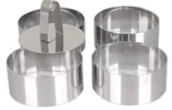 Set de 4 cercles à pâtisserie 10cm LARES tout inox + poussoir