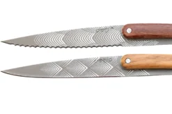 Set de 2 couteaux d'office Deejo Office Art Déco manche en bois d'olivier et bois corail 9cm