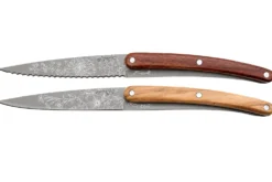 Set de 2 couteaux d'office Deejo Office Blossom manche en bois d'olivier et bois corail 9cm