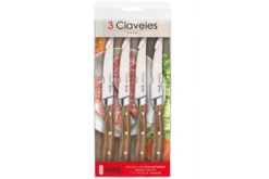Set de 4 couteaux à steak 3 Claveles Kobe 11,5cm acier inox manche châtaignier