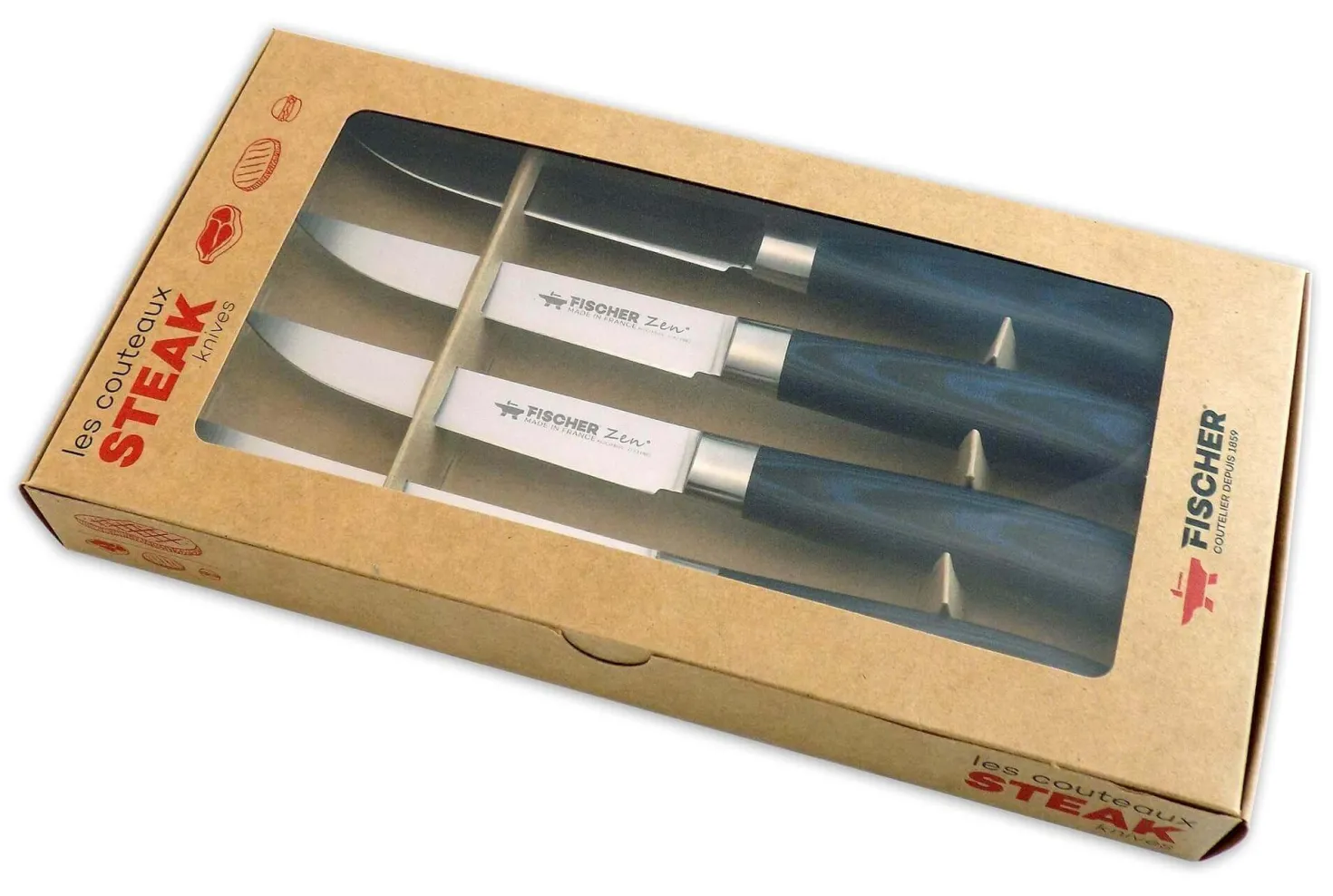 Set de 4 couteaux à steak pro Fischer ZEN extrême dureté