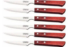 Set de 6 couteaux à steak Tramontina lame crantée 11cm manche rouge