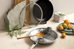 Set de 4 couvercles plats Cristel Strate Amovible 14 à 20cm en verre trempé