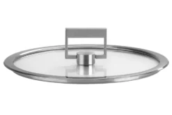 Set de 4 couvercles plats Cristel Strate Fixe 14 à 20cm en verre trempé avec bouton rabattable