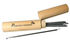 Set de 12 curettes à crustacés en acier inox 18cm avec étui en bois