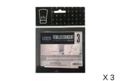 Set de 3 feuilles d'argent alimentaire Patisdécor 8x8cm
