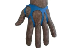 Set de 100 fixe-gants cotte de maille Manulatex en polyuréthane bleu - Taille M