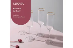 Set de 4 flûtes à champagne Mikasa Sorrento en cristal motif côtelé 200ml