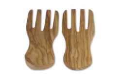 Set de 2 mains à salade Bérard fait main en olivier 20x9cm