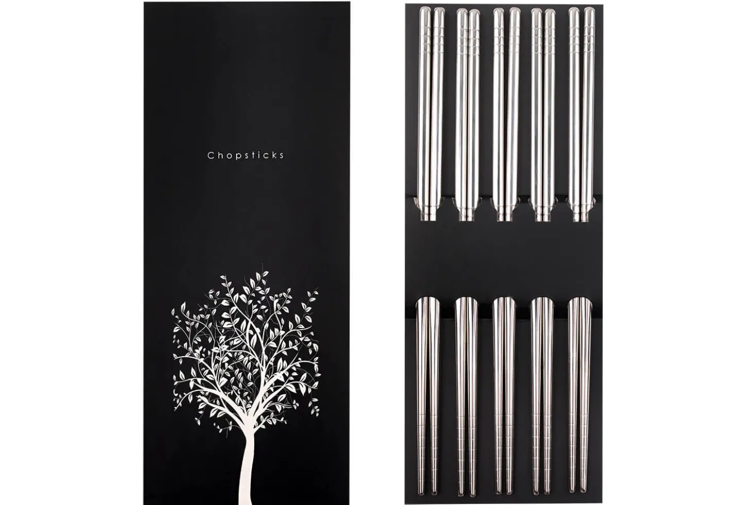 Set de 5 paires de baguettes chinoises Kutoyama en inox 24cm
