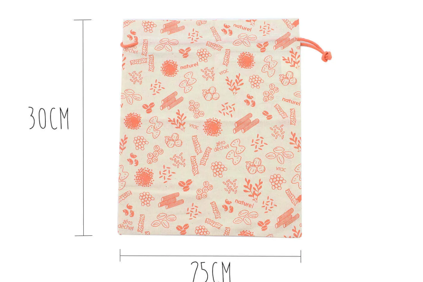 Set de 3 sacs zéro déchet Pebbly en coton biologique pour légumes, pain, vrac