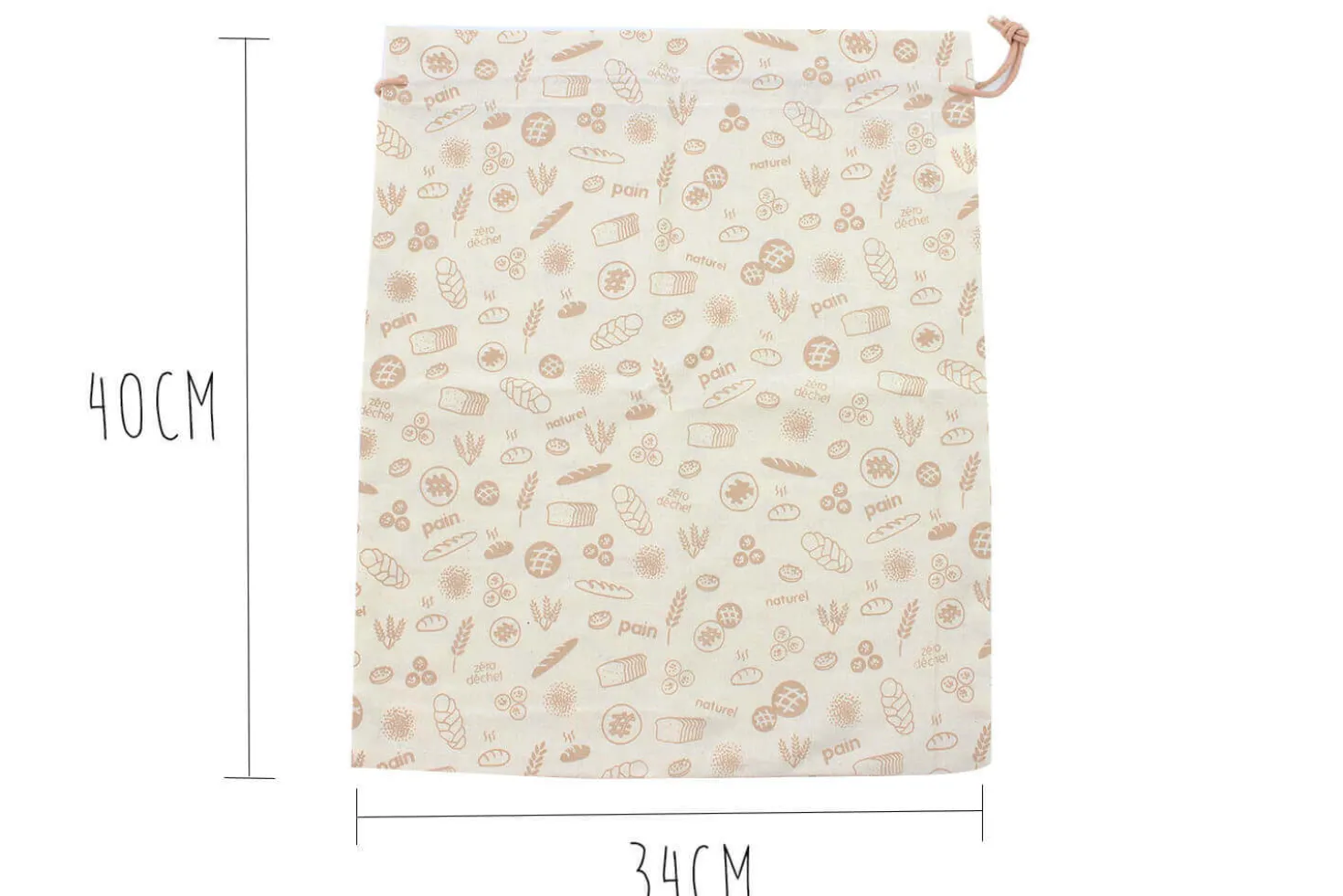 Set de 3 sacs zéro déchet Pebbly en coton biologique pour légumes, pain, vrac