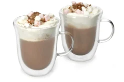 Set de 2 tasses à chocolat chaud La Cafetière en verre borosilicate double paroi 350ml