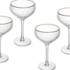 Set de 4 verres à coupe Mikasa Sorrento en cristal pur avec bord doré 350ml