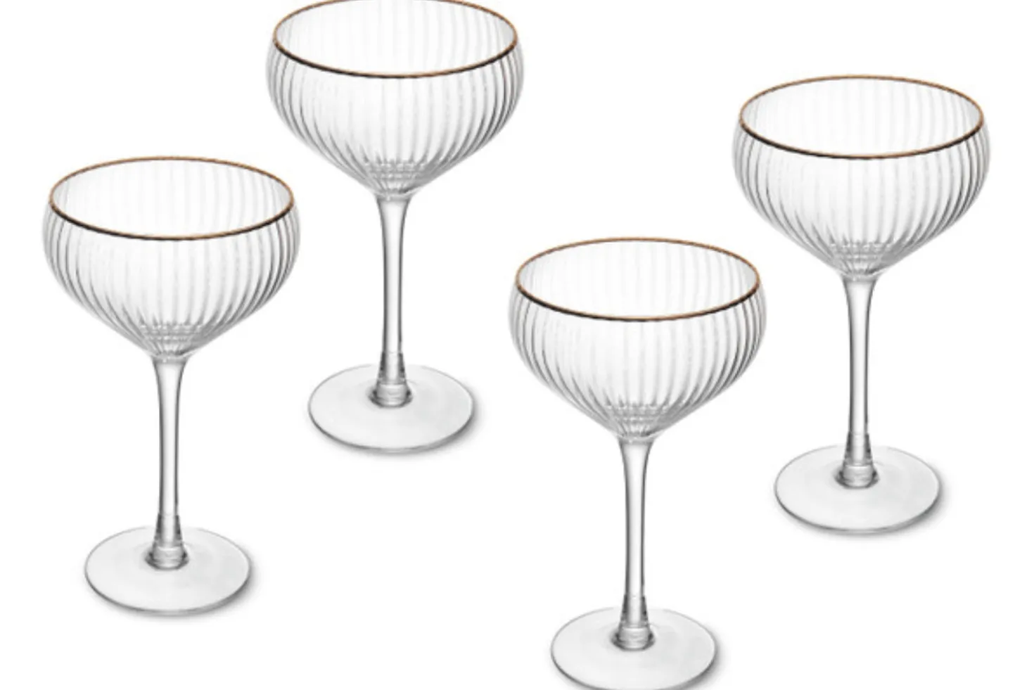 Set de 4 verres à coupe Mikasa Sorrento en cristal pur avec bord doré 350ml