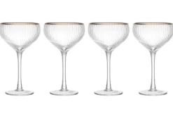 Set de 4 verres à coupe Mikasa Sorrento en cristal pur avec bord doré 350ml