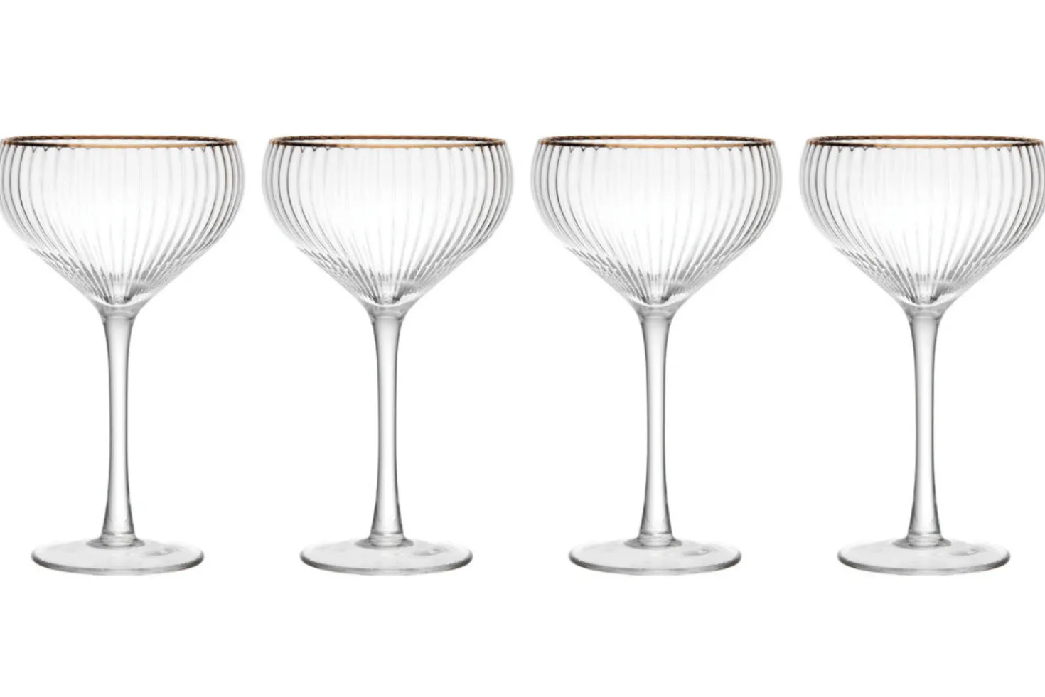 Set de 4 verres à coupe Mikasa Sorrento en cristal pur avec bord doré 350ml
