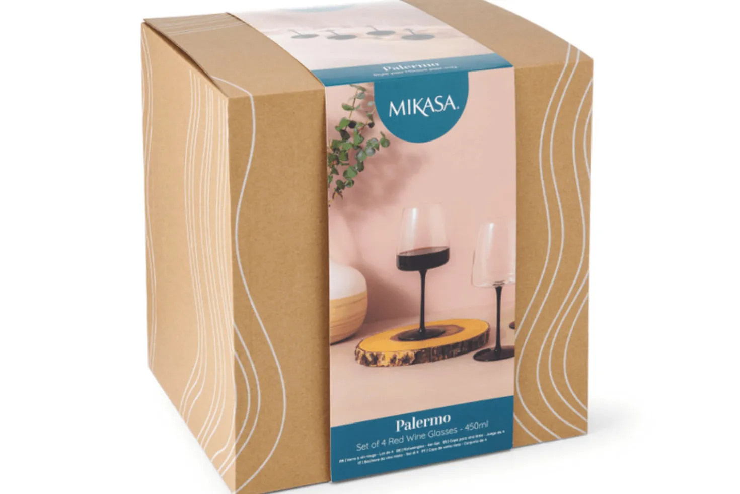 Set de 4 verres à vin rouge Mikasa Palermo en cristal transparent et noir 450ml
