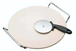 Set pierre à pizza Kichencraft World of Flavours avec roulette à pizza - 32cm