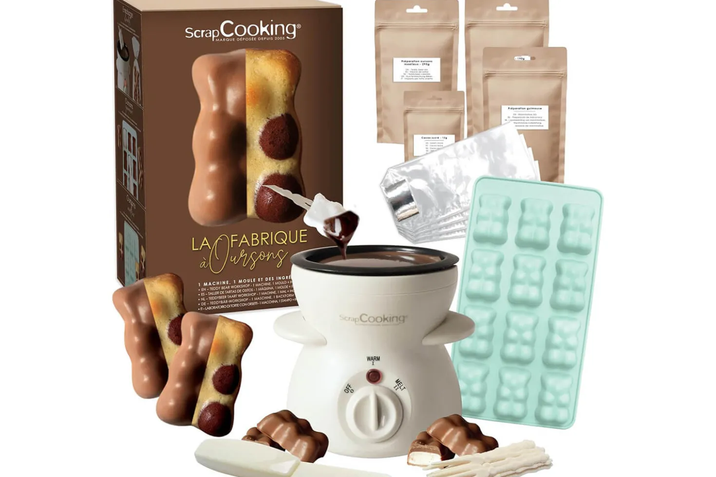 Set Scrapcooking La Fabrique à Oursons 10 accessoires + 1 livre de recettes