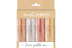 Set Scrapcooking 4 Sucres Pailletés Mix or, or rose, argent, rubis - 76g