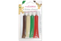 Set 4 stylos chocolat Scrapcooking rouge, blanc, vert, marron 4x25g