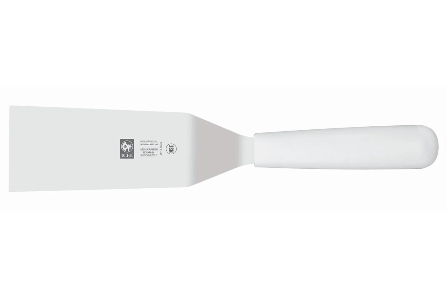 Spatule coudée professionnelle Icel lame 16cm manche blanc