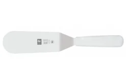 Spatule coudée professionnelle Icel lame 12cm à bout arrondi manche blanc