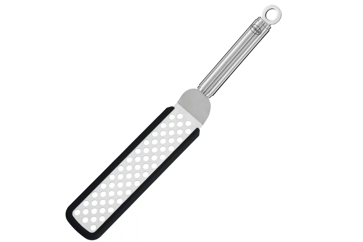 Spatule Rösle coudée perforée en silicone et acier inoxydable 32cm