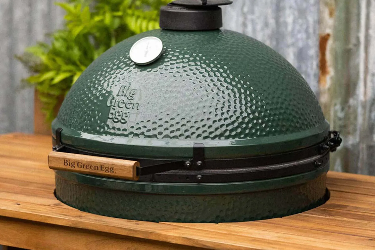 Table en bois d'eucalyptus pour barbecue Big Green Egg XLarge