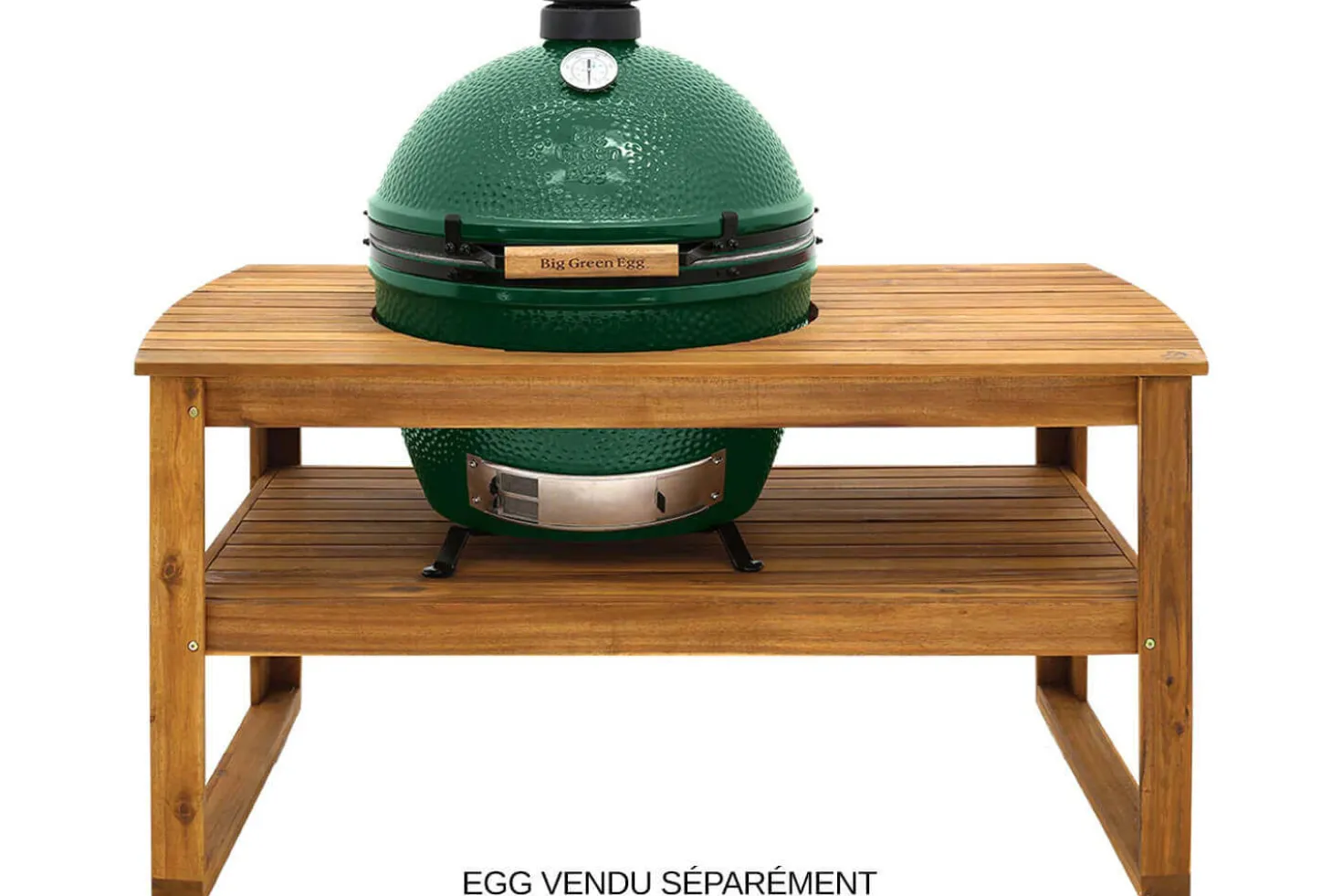 Table en bois d'eucalyptus pour barbecue Big Green Egg XLarge