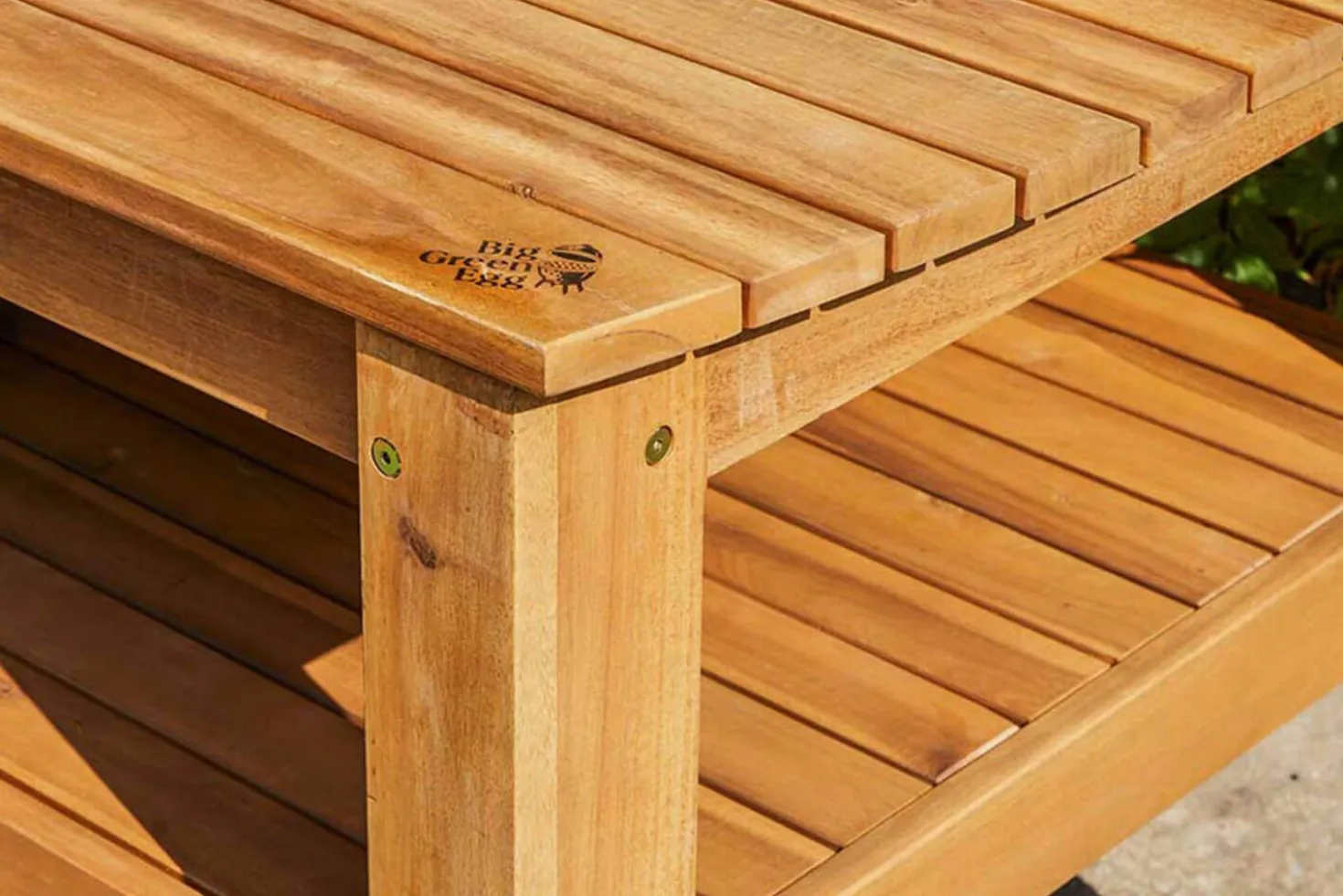 Table en bois d'eucalyptus pour barbecue Big Green Egg XLarge