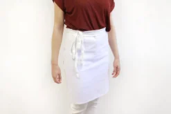 Tablier 1/2 chef professionnel 100% coton blanc 102 x 55cm