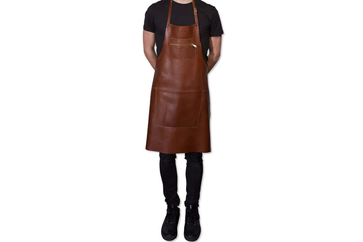 Tablier de cuisine DutchDeluxes en cuir avec poche à zip