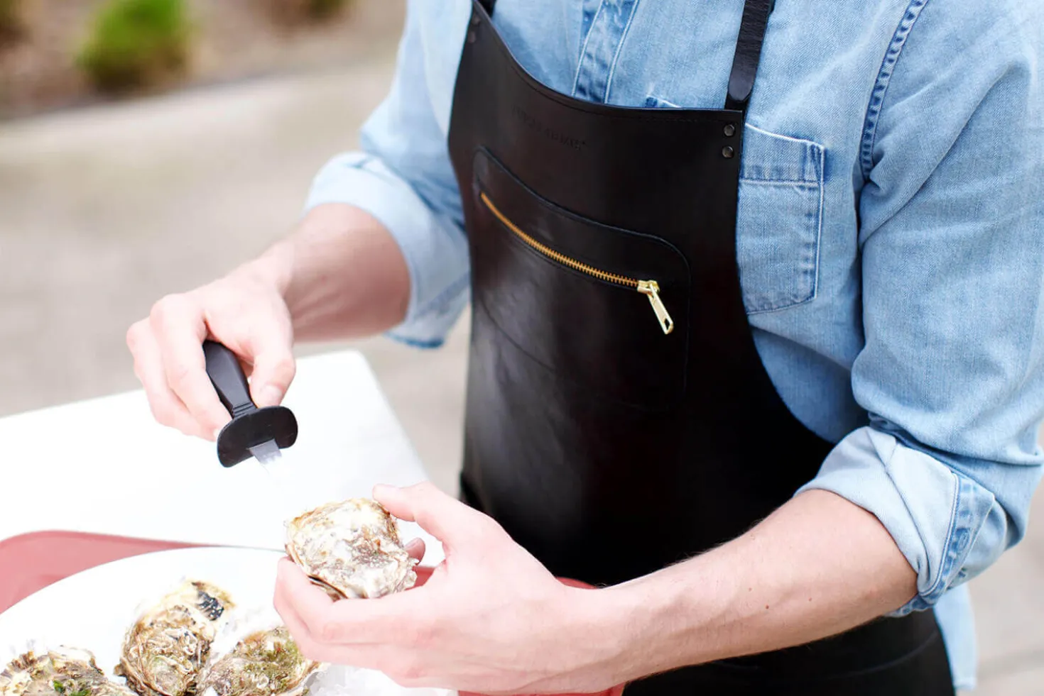 Tablier de cuisine DutchDeluxes en cuir avec poche à zip