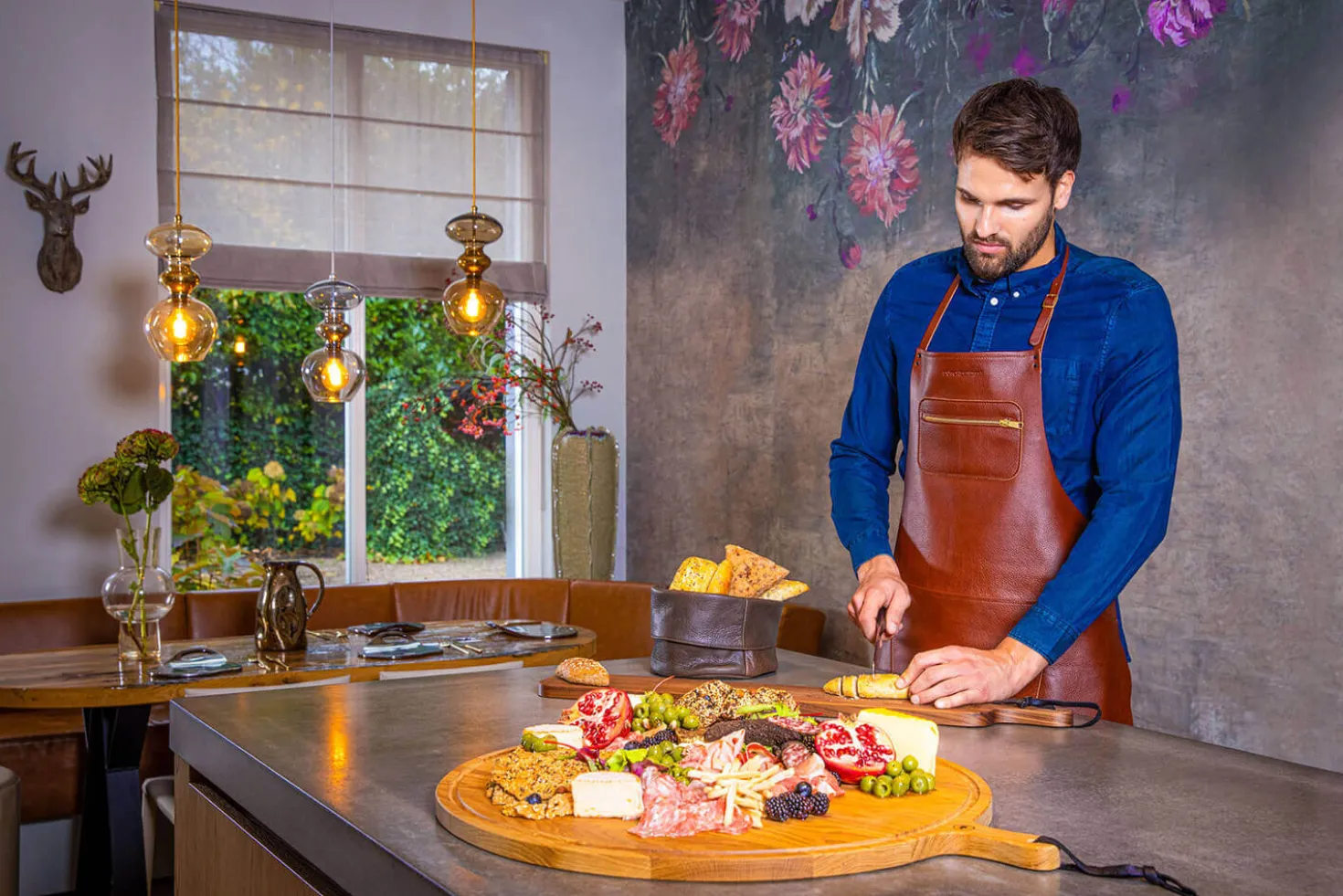 Tablier de cuisine DutchDeluxes en cuir avec poche à zip