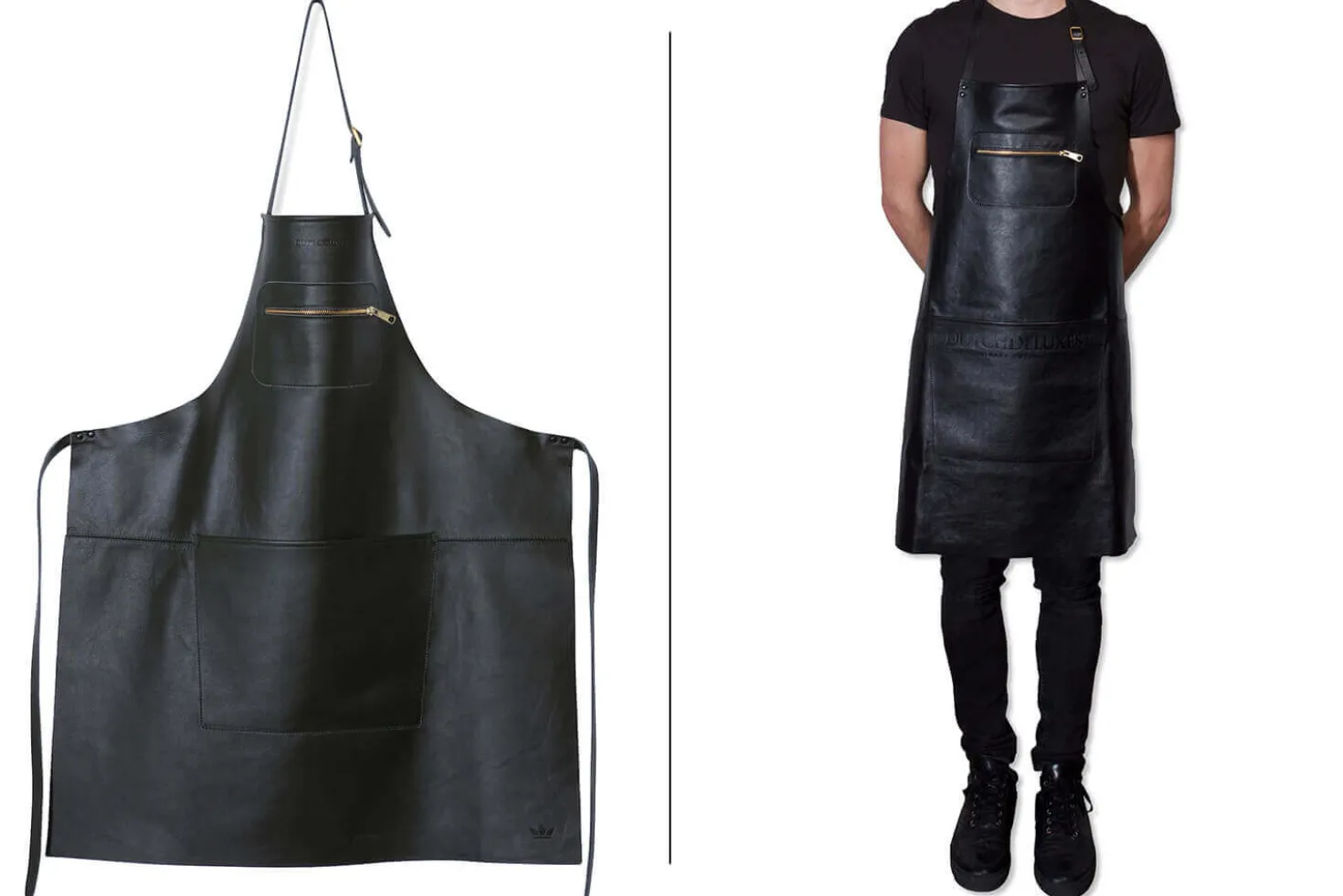 Tablier de cuisine DutchDeluxes en cuir avec poche à zip