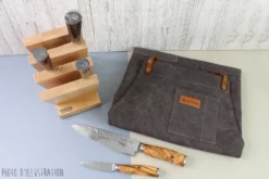 Tablier de cuisine Wusaki en toile et cuir 83x67,5cm - Taille unique