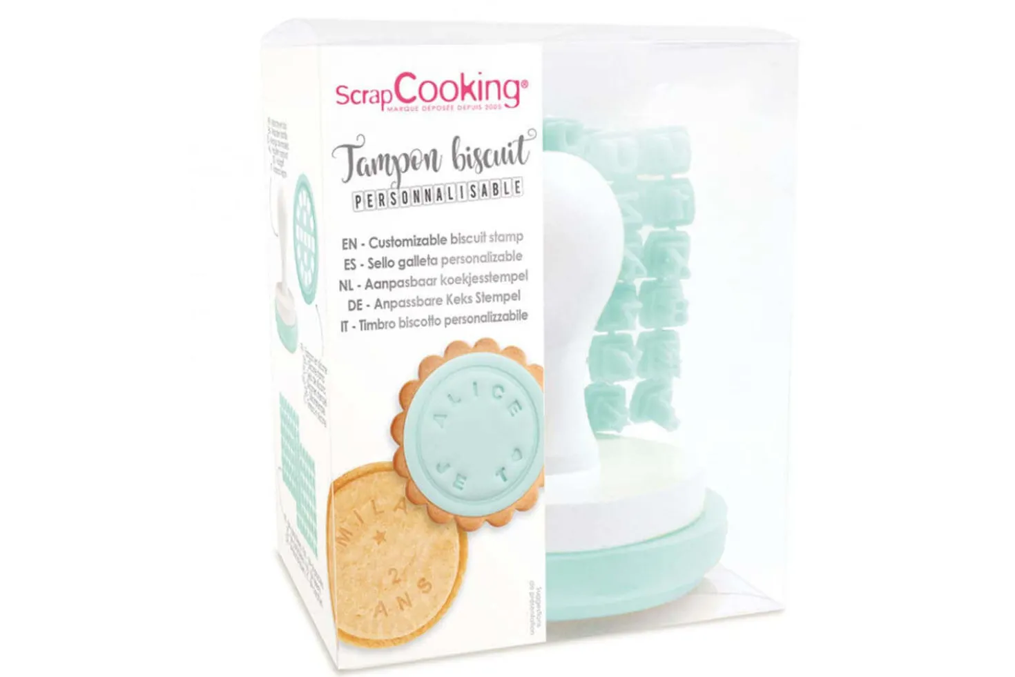 Tampon messages biscuit Scrapcooking personnalisable