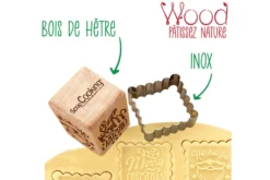 Tampon pour biscuits Scrapcooking en bois avec découpoir inox