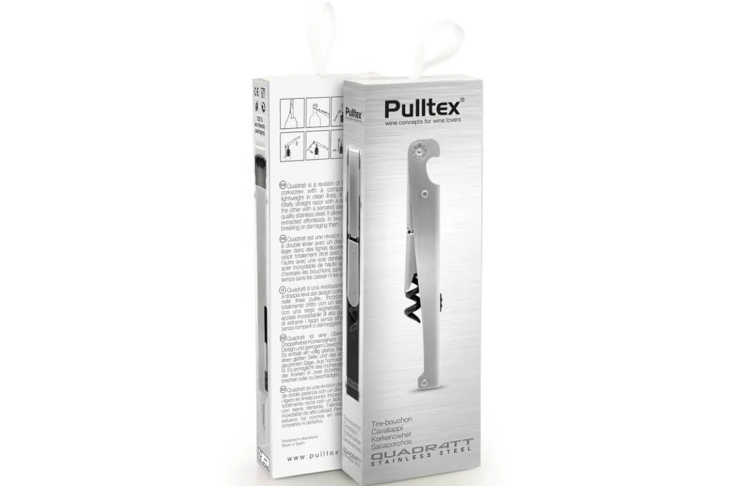 Tire-bouchon sommelier Pulltex Quadratt en acier inoxydable