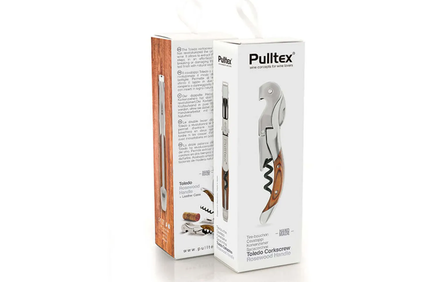 Tire bouchon sommelier Pulltex Pulltap's Toledo bois + étui cuir offert