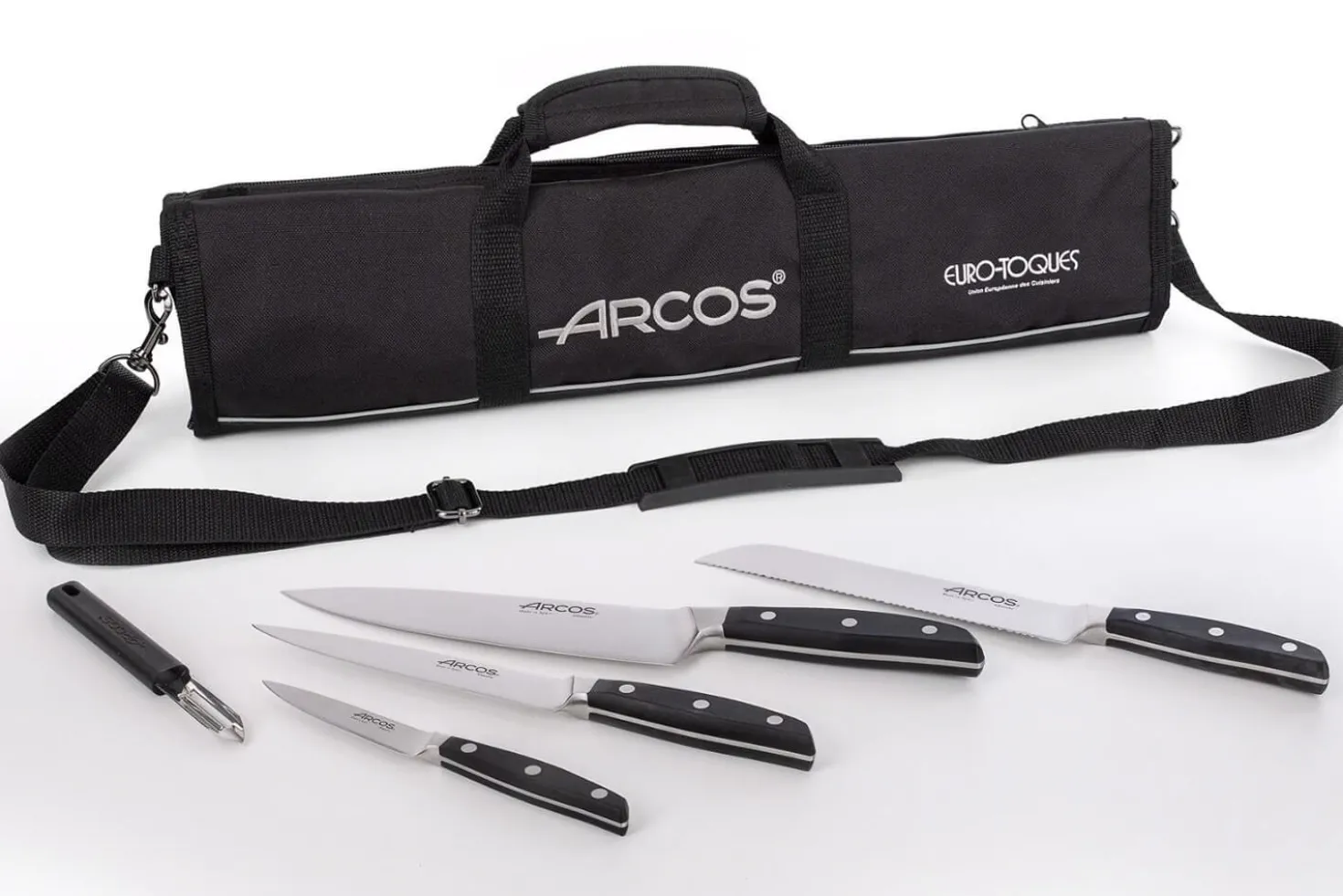 Trousse 8 places Arcos & Euro-Toques Manhattan - 4 couteaux forgés + 1 éplucheur