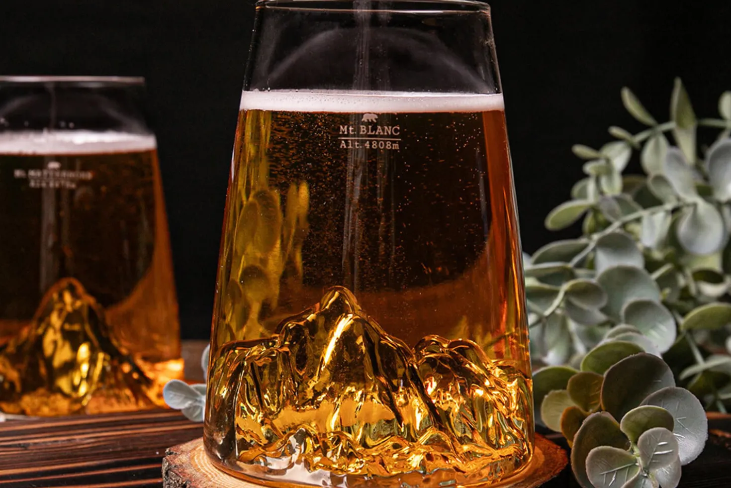 Verre à spiritueux long Alaskan Maker Topographic Mont Blanc en verre cristallin