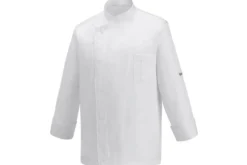 Veste de cuisine unisexe Egochef Ottavio Air Plus blanche 100% microfibre à manches longues