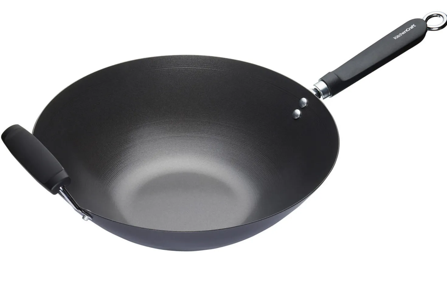 Wok antiadhésif Kitchen Craft acier carbone 36cm
