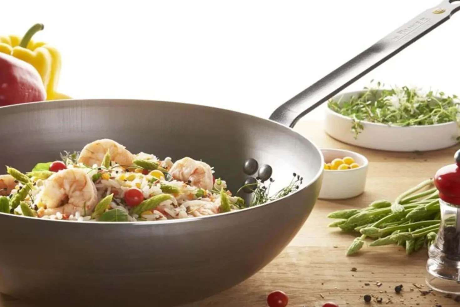 Wok bombé à queue De Buyer Mineral B ø28cm en fer